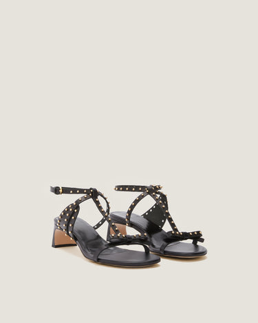 Jackie Black Leather Heel Sandal - Odissì Studio USA - 2