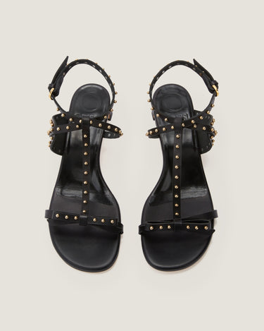 Jackie Black Leather Heel Sandal - Odissì Studio USA - 4