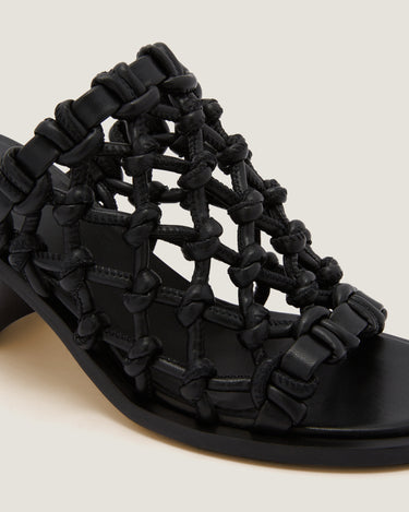 Nour Black Soft Braided Heel Sandal - Odissì Studio USA - 3