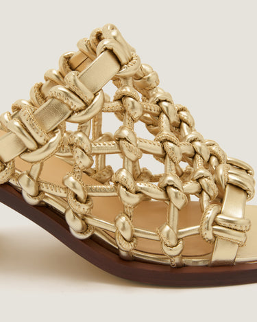 Nour Gold Soft Braided Heel Sandal - Odissì Studio USA - 3